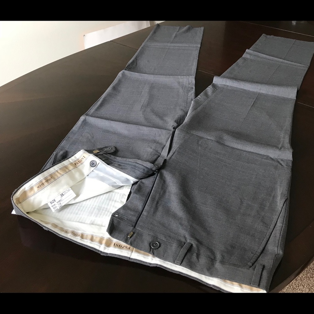 Pazoni Gray 100%wool plainfront 36R Unhemmed Pants